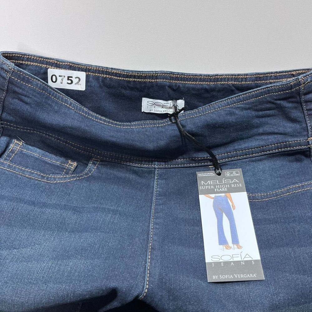 Sofia Jeans by Sofia Vergara Melisa Super High Rise Sz 4 Flare Pull On Dark Wash - Picture 14 of 16